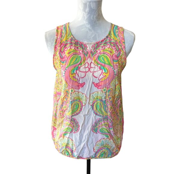 Lilly Pulitzer Tops - Lilly Pulitzer Pink Yellow Green Paisley Sleeveless Top